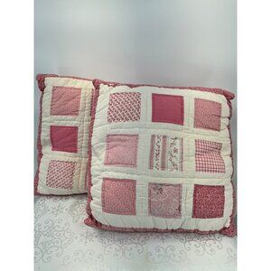 Patchwork Pillows Pink & White quilted - Set‎ of 2